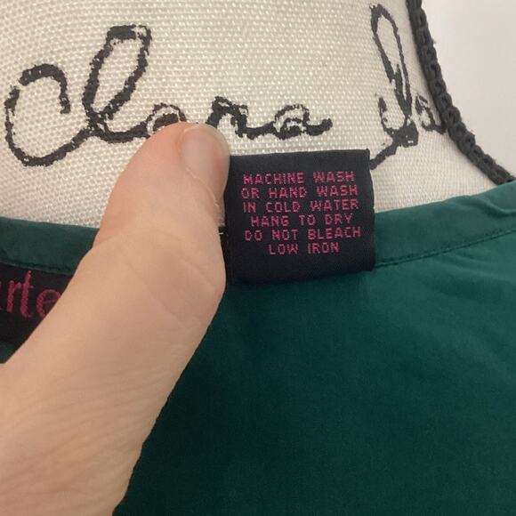 Vintage Quarters Tunic Top Silk Drawstring Drop Waist Button Front Oversized 90s - Picture 9 of 13